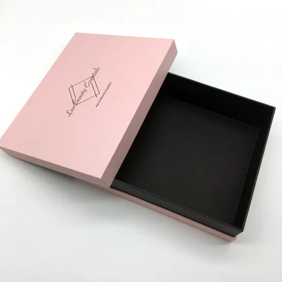 Boîte-cadeau de bijoux d'extension de cheveux d'emballage de cadeau de luxe de Pardboard rose fait sur commande